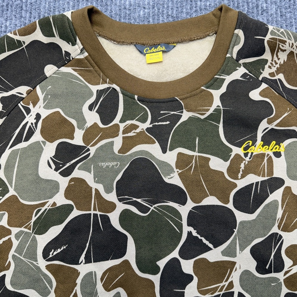 Cabela's Sweatshirt Mens 3XL Multicolor Camo Fleece Crewneck Pullover Hunting - Picture 3 of 10